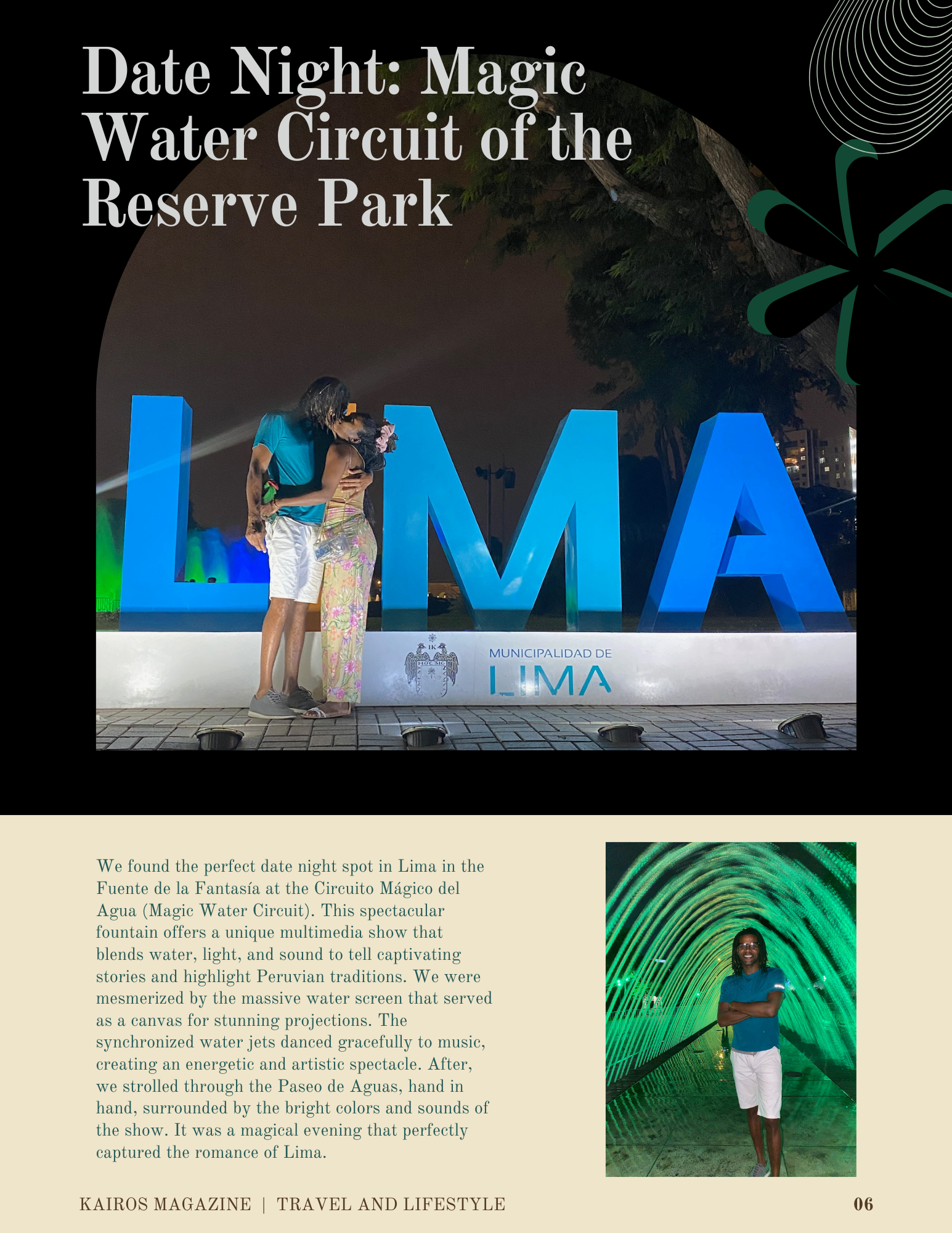 Romantic date night at a water park in Lima