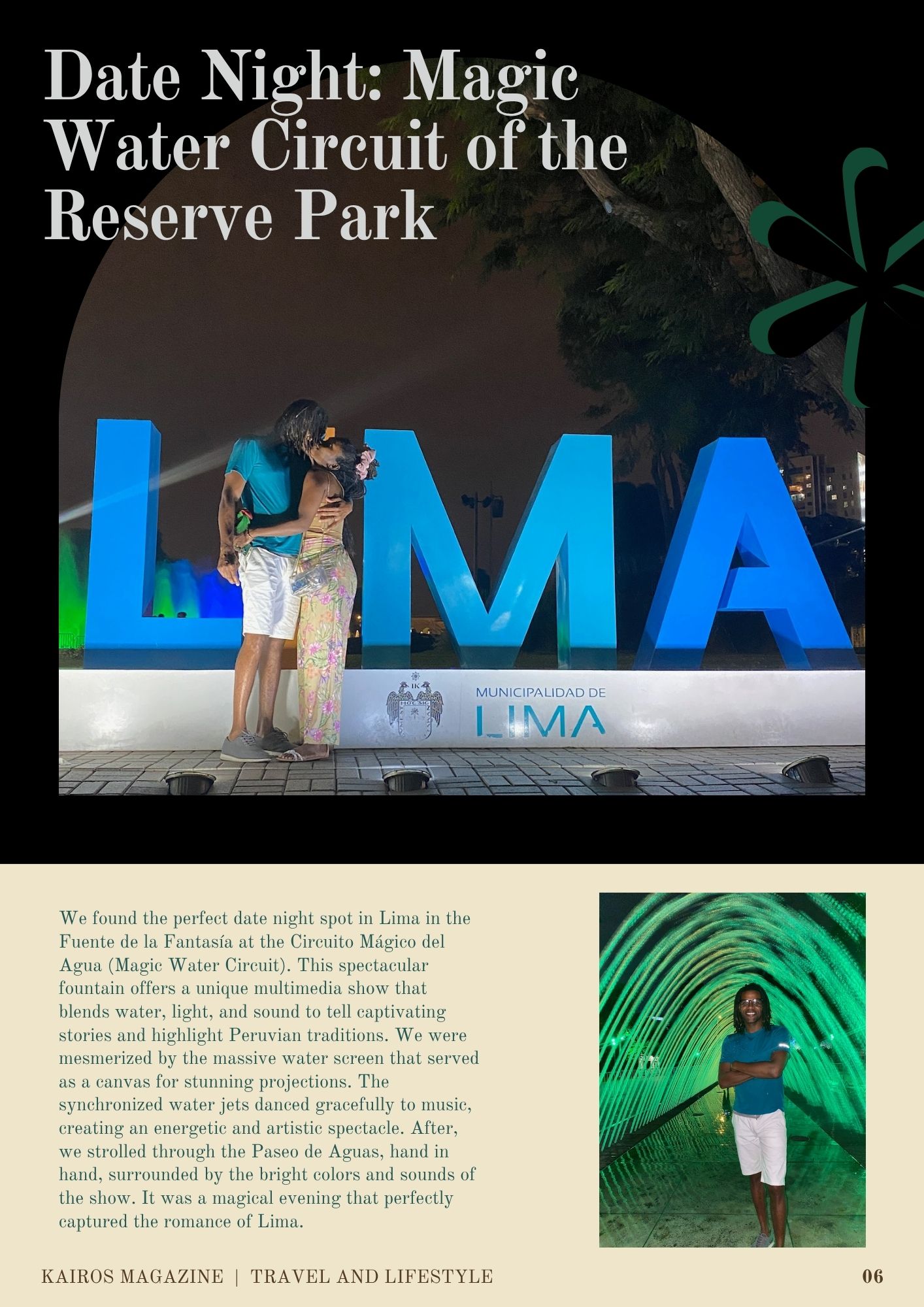 Romantic date night at a water park in Lima
